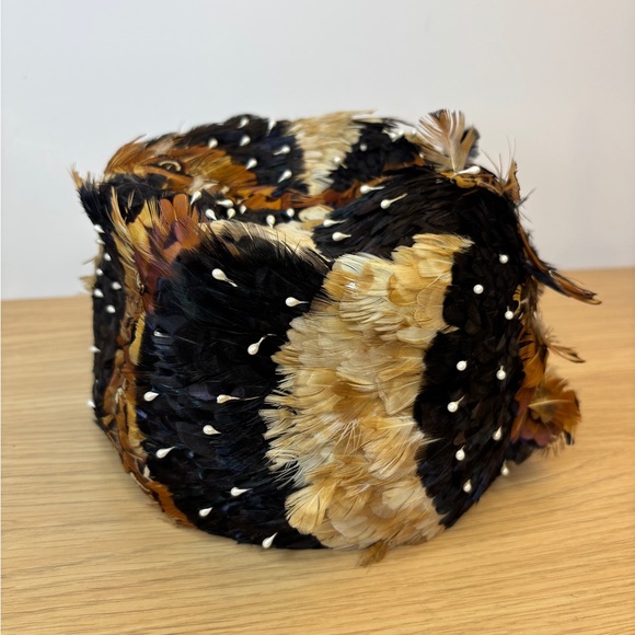 Vintage 50’s-60’s Pheasant Feathered Women's Hat Japan - Picture 3 of 10